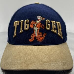 Vintage Disney Tigger Wool Embroidered Two Toned Navy/Beige Strapback Hat